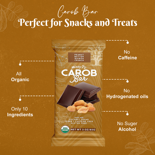 Missy J's Organic Carob Peanut Butter Quinoa Crunch Candy Bar-2, 6, 12pk
