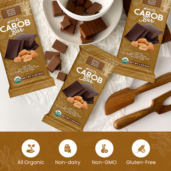 Missy J's Organic Carob Peanut Butter Quinoa Crunch Candy Bar-2, 6, 12pk