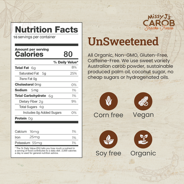 Missy J’s Organic Unsweetened  Carob Chips, 8oz