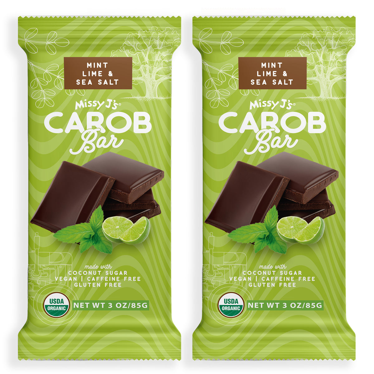 Missy J's Carob Mint, Lime & Sea Salt Candy Bar-2, 6, 12pk - Missy J's