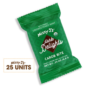 Missy J's Carob Dark Delights Unsweetened Mint Mini bites - 25 Count display (Wholesale)
