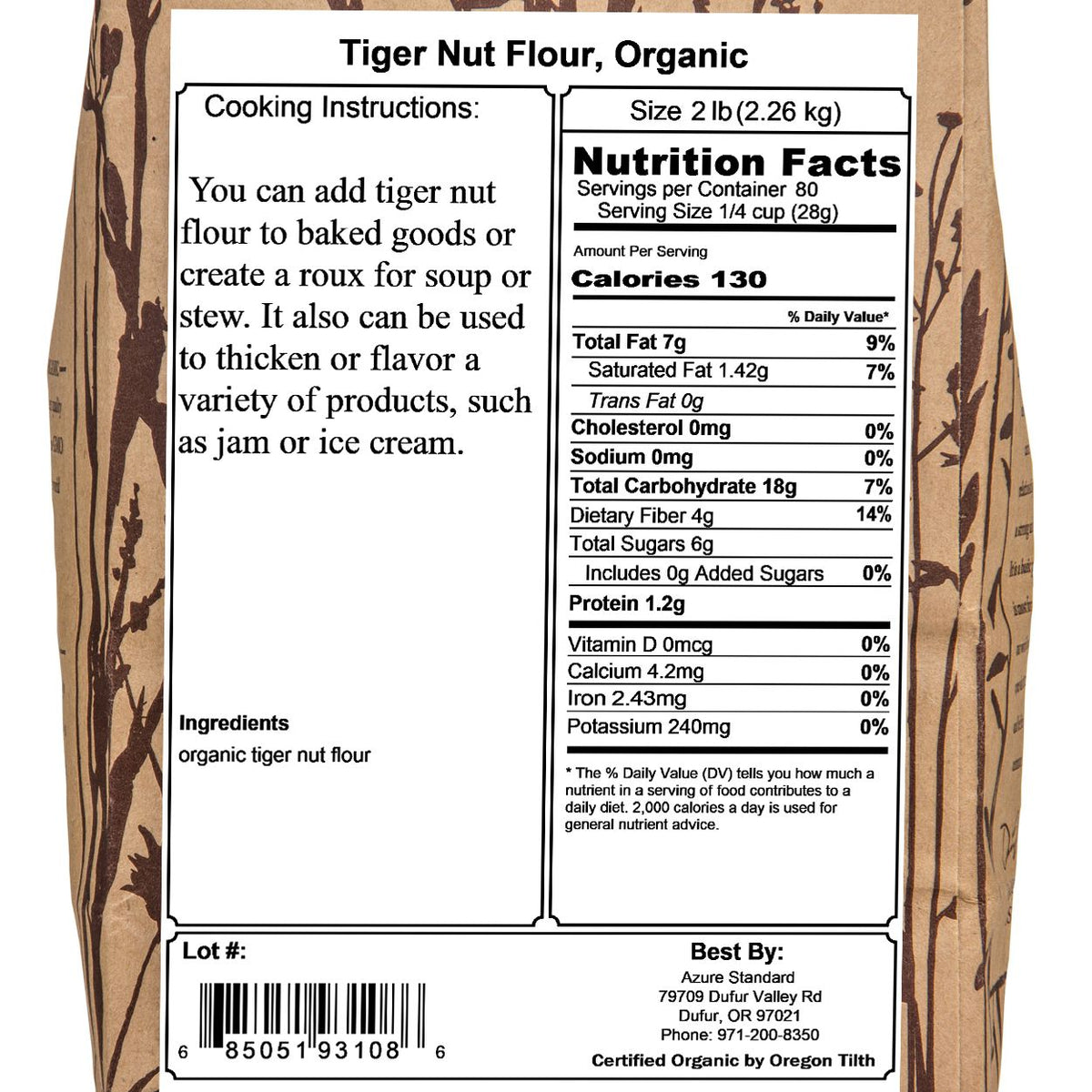Azure Market Organics Tiger Nut Flour, Organic Missy J's