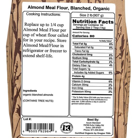 Product Information for Azure Market Organics Almond Meal Flour