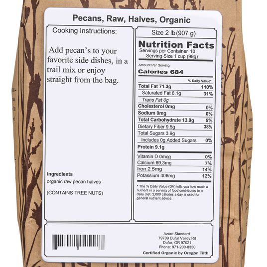 Raw Halves Organics Pecans
