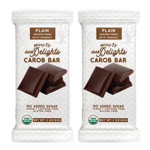 Missy J's Organic Carob Dark Delights Unsweetened Plain Candy Bar- 2, 6, 12pk