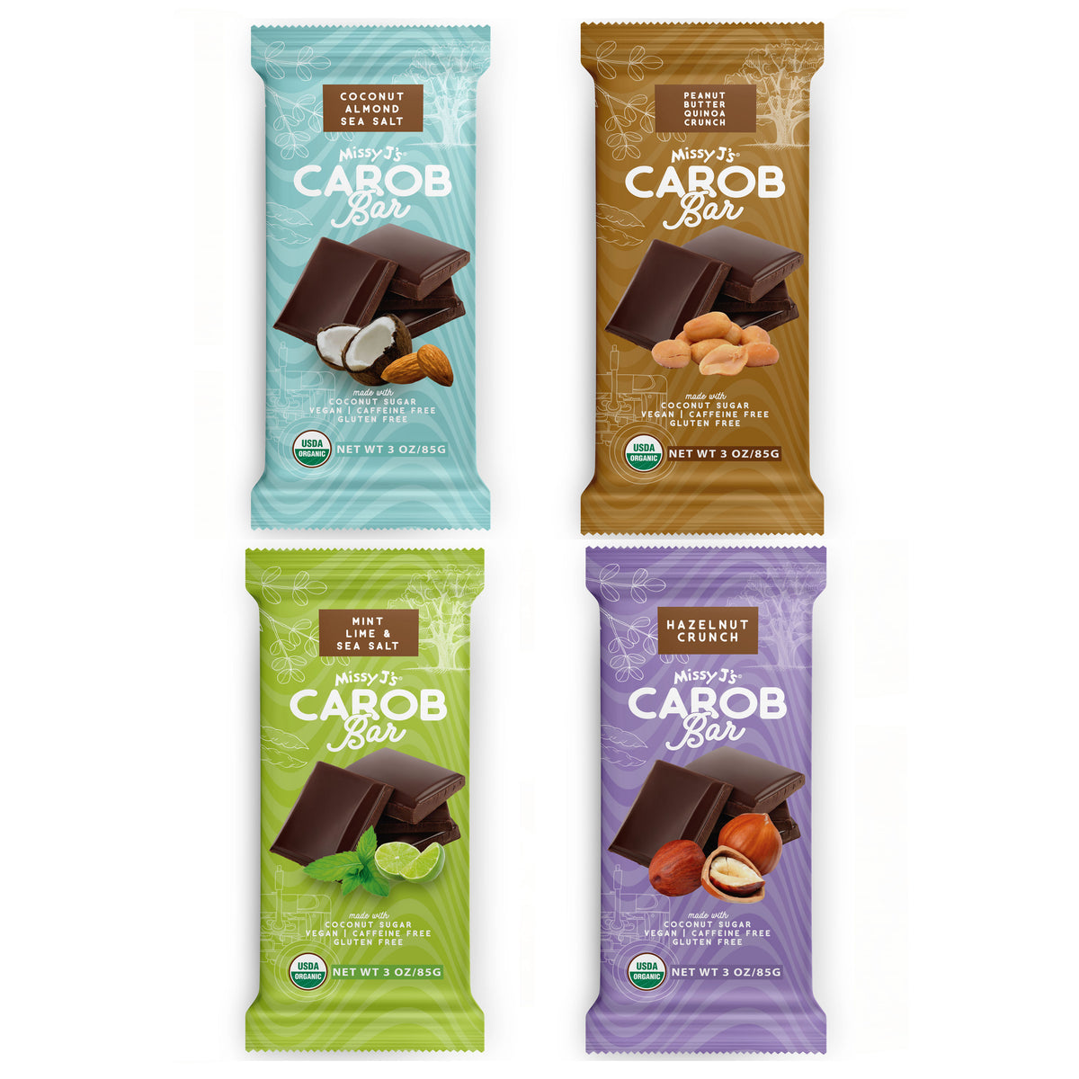 Carob Sampler Candy Bar 4pk Missy J's