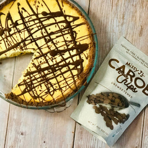 CAROB DRIZZLED CHEESECAKE