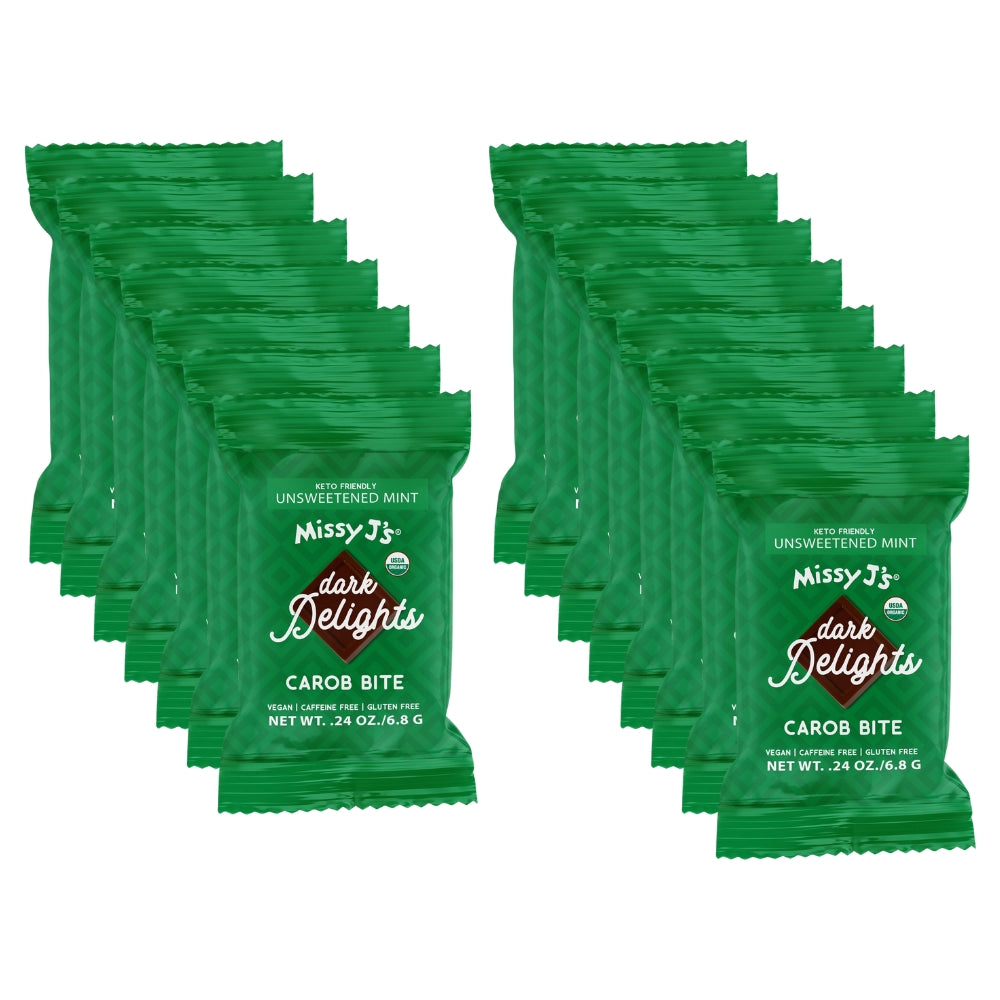 Missy J's Organic UnSweetened DARK Carob Delights-MINT - 15 Mini Bites