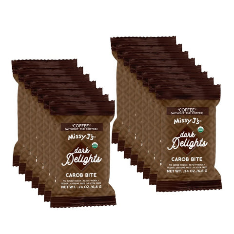 Missy J's Organic UnSweetened DARK Carob Delights-Coffee- 15 Mini Bites