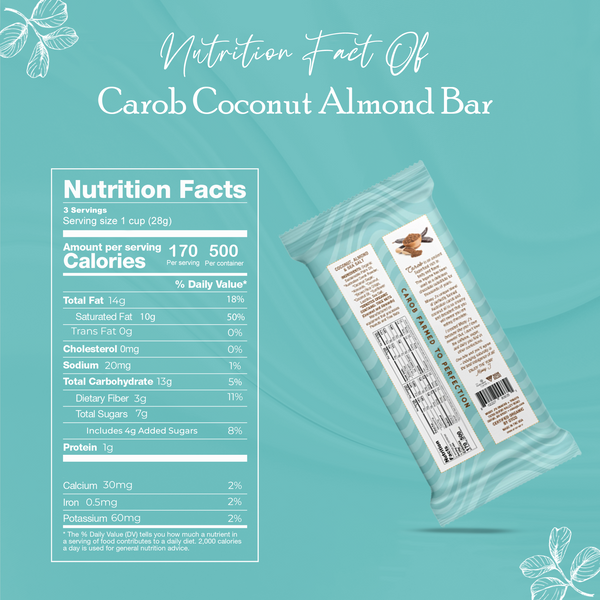 Missy J's Organic Carob Coconut, Almond, Sea Salt Candy Bar - 2, 6 or 12 pk