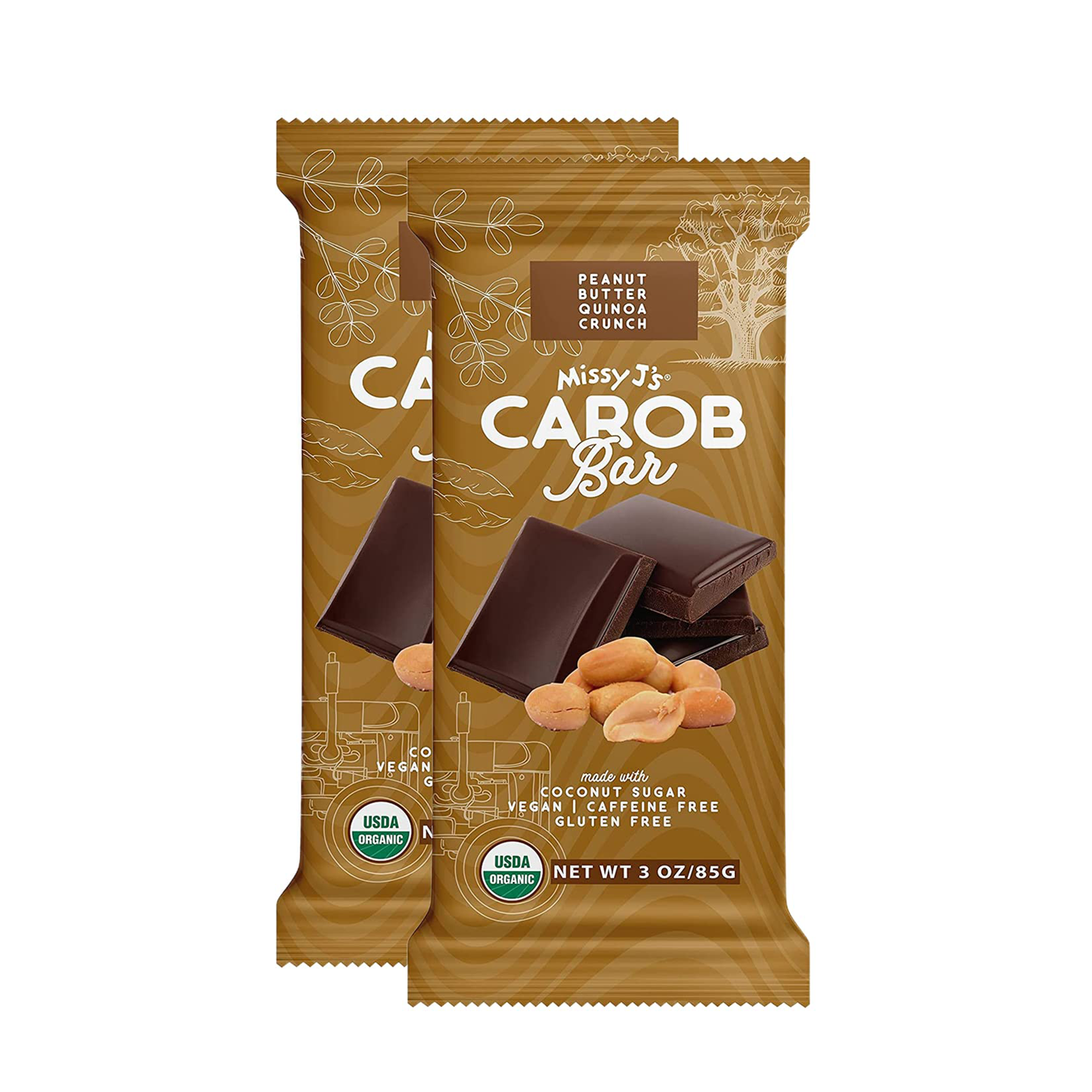 Missy J's Organic Carob Peanut Butter Quinoa Crunch Candy Bar-2, 6, 12pk