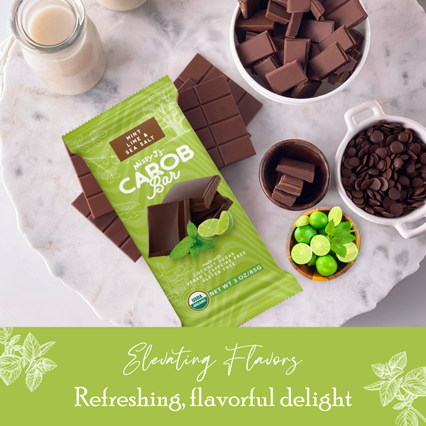 Missy J's Organic Carob Mint, Lime & Sea Salt Candy Bar-2, 6, 12pk