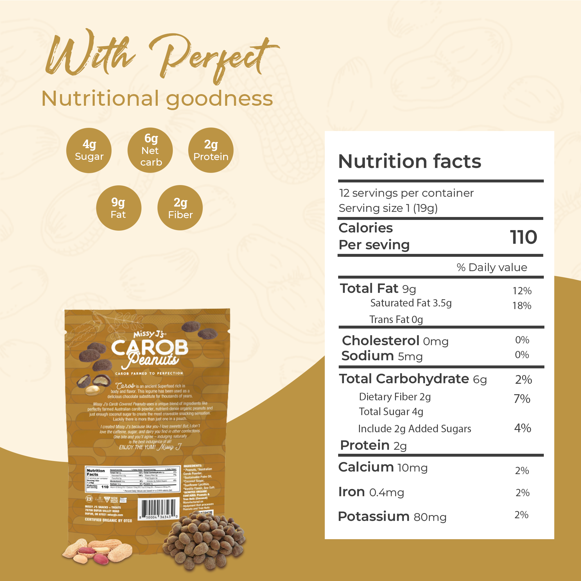 Organic Carob Covered Peanuts 8oz. | Missy J's