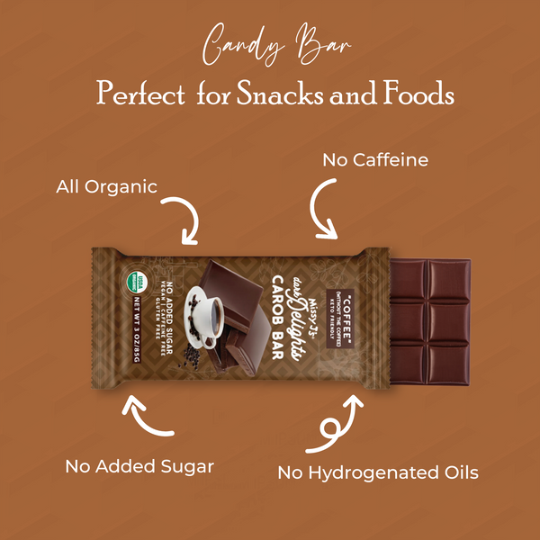 Missy J's Organic Carob Dark Delights Unsweetened Coffee Candy Bar- 2, 6, 12pk
