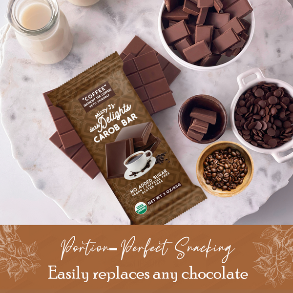 Missy J's Organic Carob Dark Delights Unsweetened Coffee Candy Bar- 2, 6, 12pk