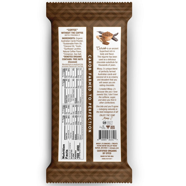 Missy J's Organic Carob Dark Delights Unsweetened Coffee Candy Bar- 2, 6, 12pk