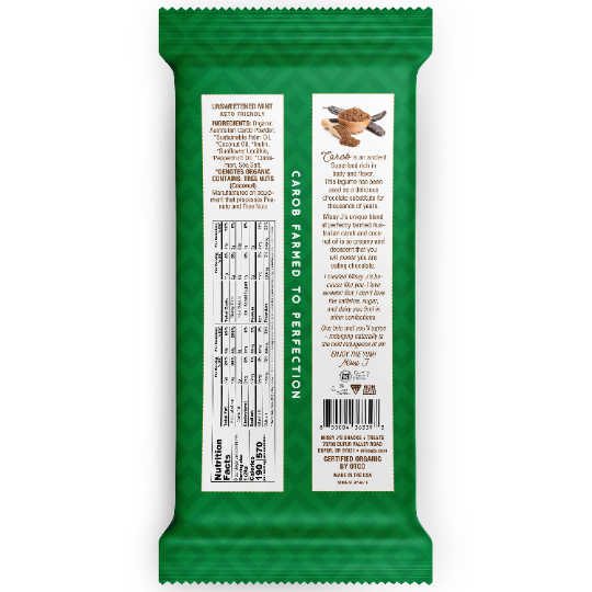 Missy J's Organic Carob Dark Delights Unsweetened Mint Candy Bar- 2, 6, 12pk
