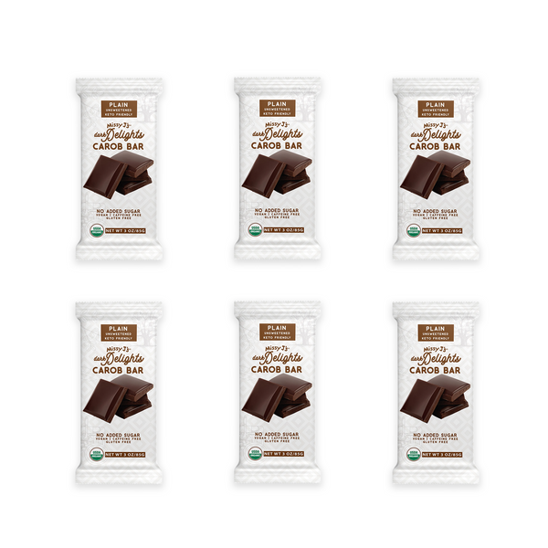 Missy J's Organic Carob Dark Delights Unsweetened Plain Candy Bar- 2, 6, 12pk