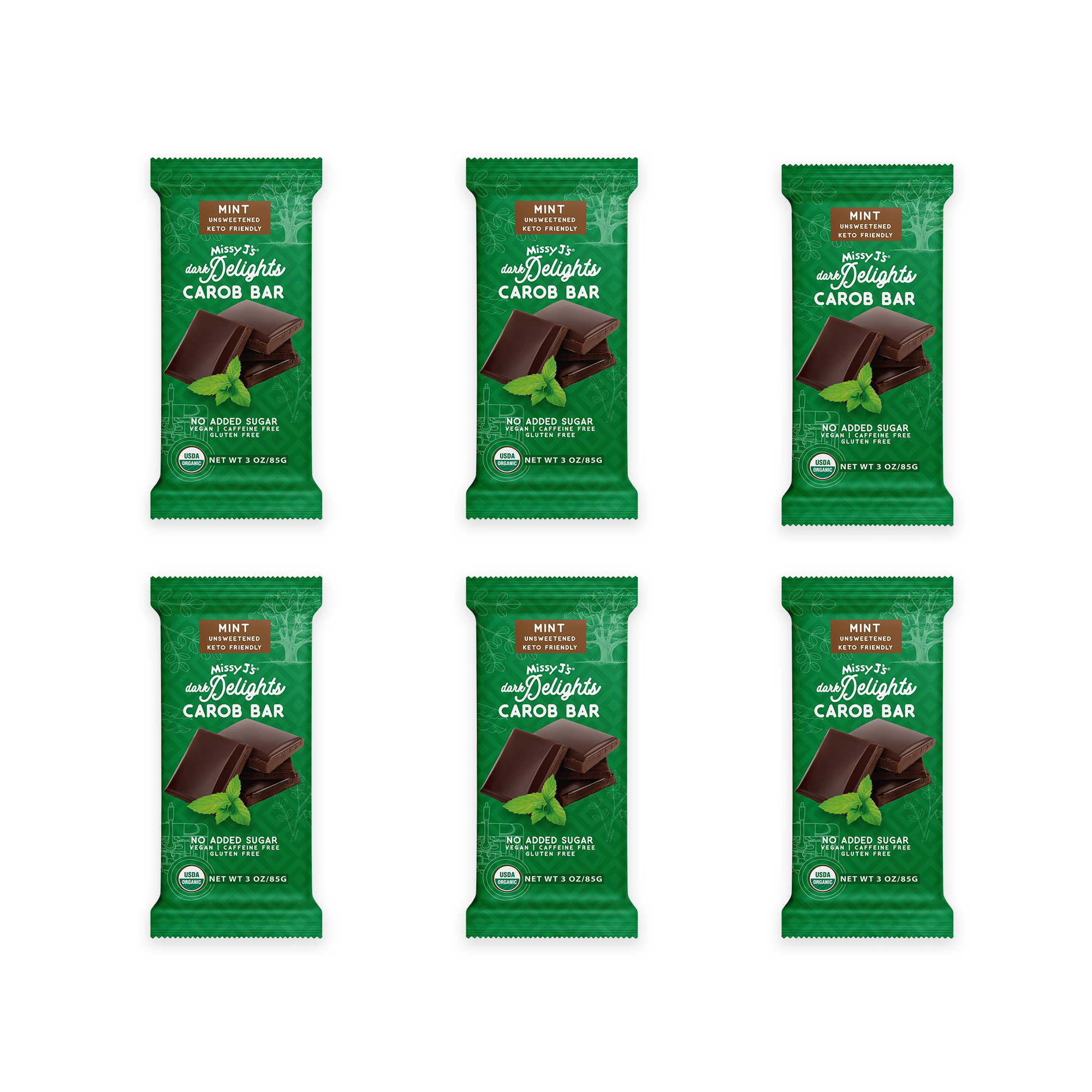 Dark Delights Unsweetened Mint Candy Bar - Missy J's