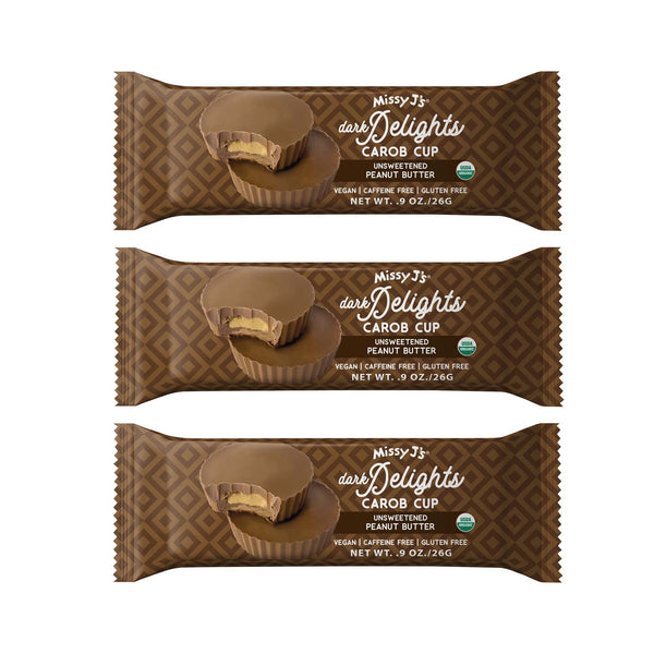 Missy J's Carob Dark Delights Unsweetened Peanut Cup 3 or 12pk