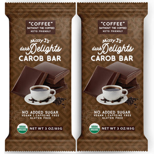 Missy J's Carob Dark Delights Unsweetened Coffee Candy Bar- 2, 6, 12pk