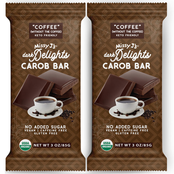 Missy J's Carob Dark Delights Unsweetened Coffee Candy Bar- 2, 6, 12pk