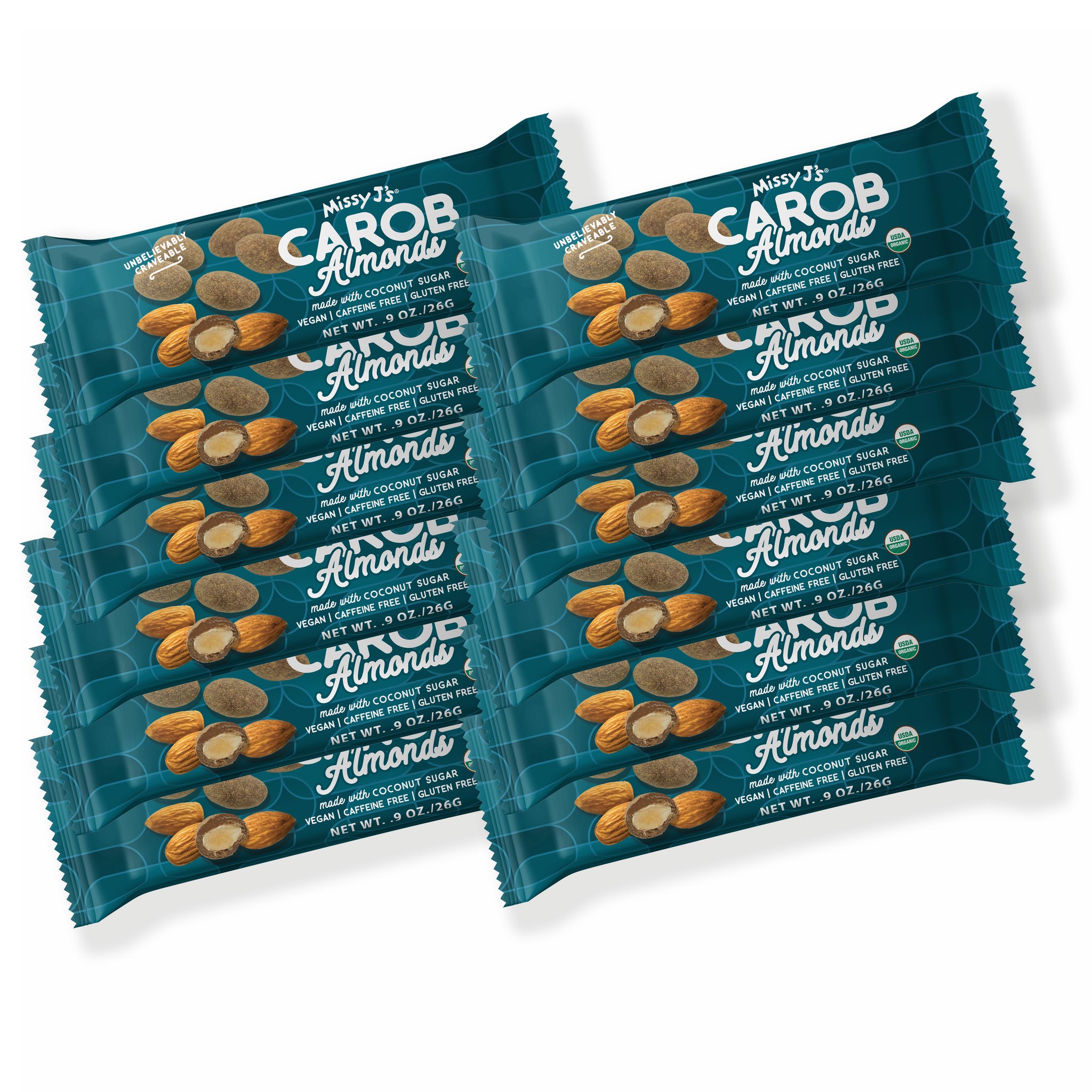 Missy J's Organic Carob Covered Almonds 12pk Caddy (Wholesale)