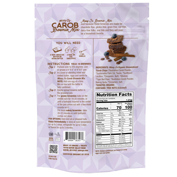 Missy J’s Organic Gluten Free Carob Brownie Mix, 12 oz.(Wholesale)