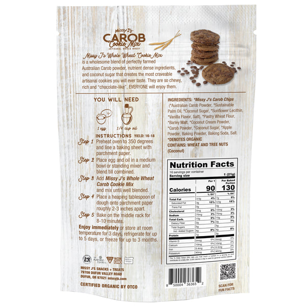 Missy J’s Organic Carob Whole Wheat Cookie Mix