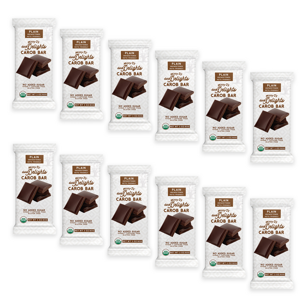 Missy J's Organic Carob Dark Delights Unsweetened Plain Candy Bar- 2, 6, 12pk