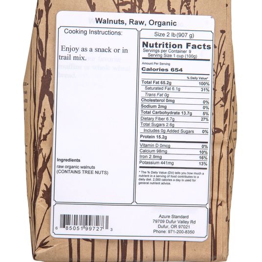 Walnuts, Raw, Organic