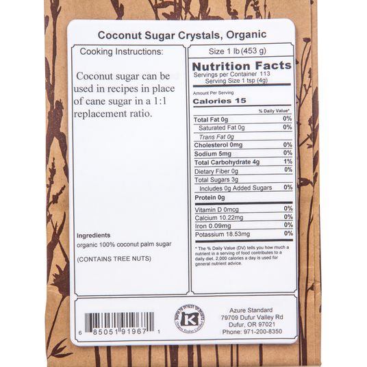 Azure Market Organics Coconut Sugar Crystals, Organic