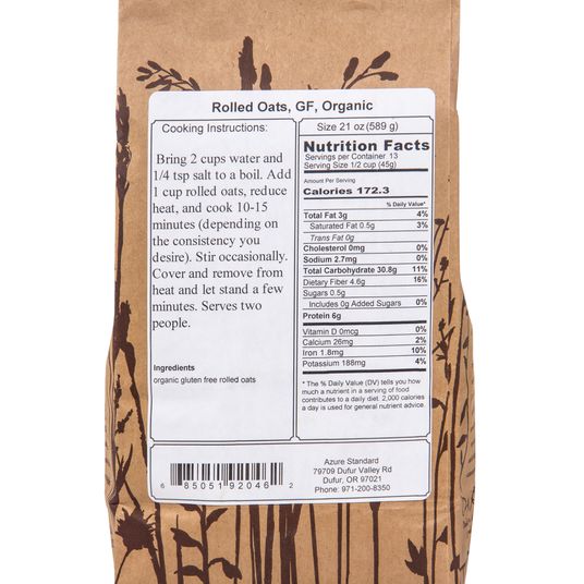 Azure Market Organics Rolled Oats, GF, Organic