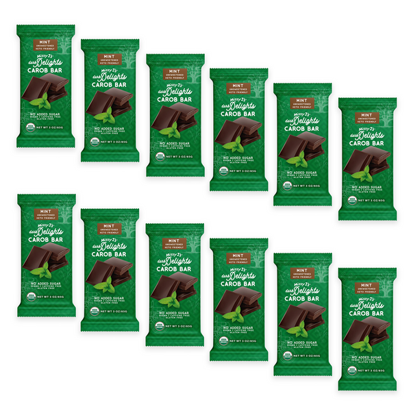 Missy J's Organic Carob Dark Delights Unsweetened Mint Candy Bar- 2, 6, 12pk