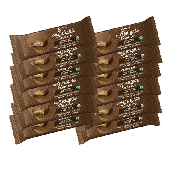 Missy J's Organic Carob Dark Delights Unsweetened Peanut Cup 3 or 12pk