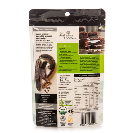 The Australian Carob Co. Pure Carob Powder, Raw, Organic 7oz