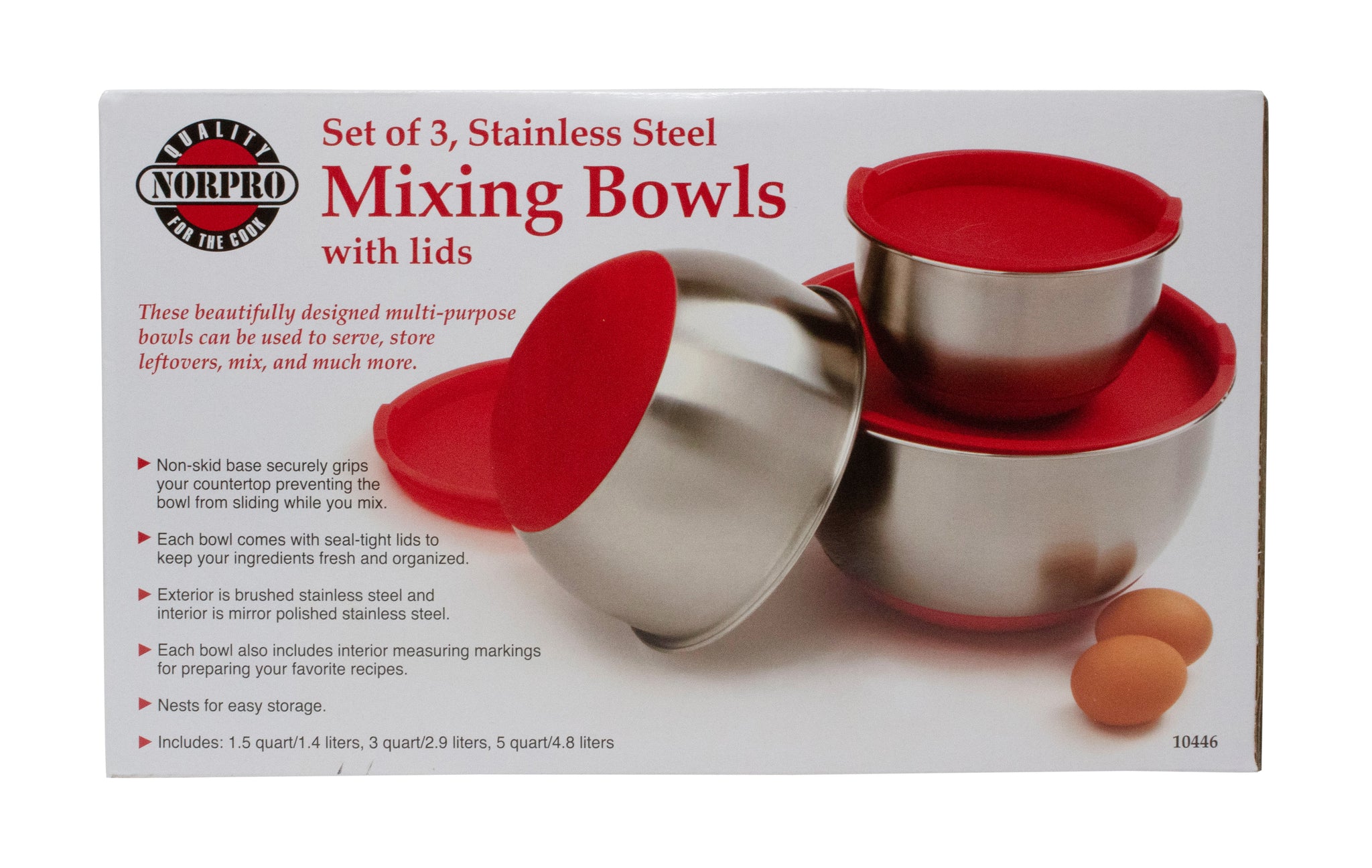 Norpro Mixing Bowls with Grip and Lid - Thumbnail 4