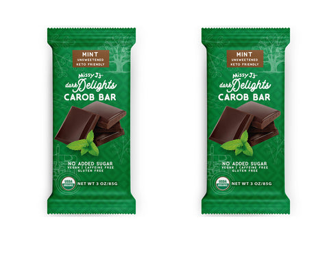 Missy J's Organic Carob Dark Delights Unsweetened Mint Candy Bar- 2, 6, 12pk